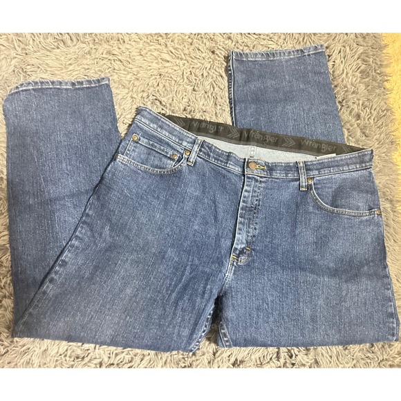 Wrangler Regular Fit Jeans Men's 38x29 Blue Denim Comfort Waist Premium - Picture 1 of 4